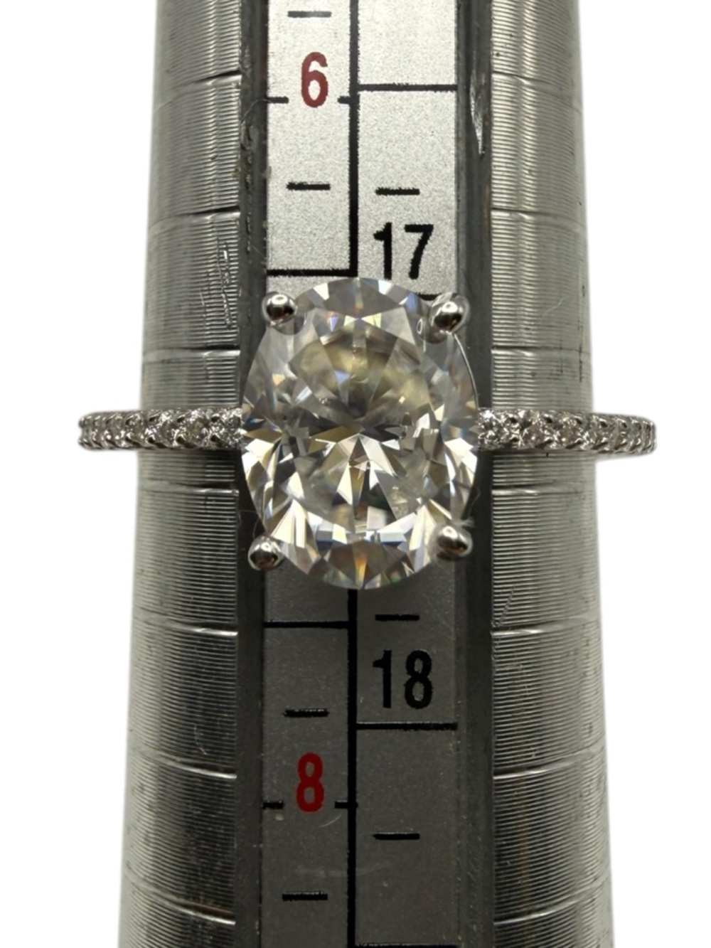 Classic Oval  Pavé Engagement Ring - Silver